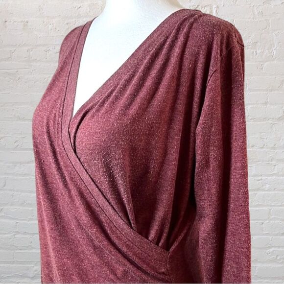 UNBRANDED purple long sleeve wrap front top w/ ruched sides. SZ S. - Picture 1 of 10
